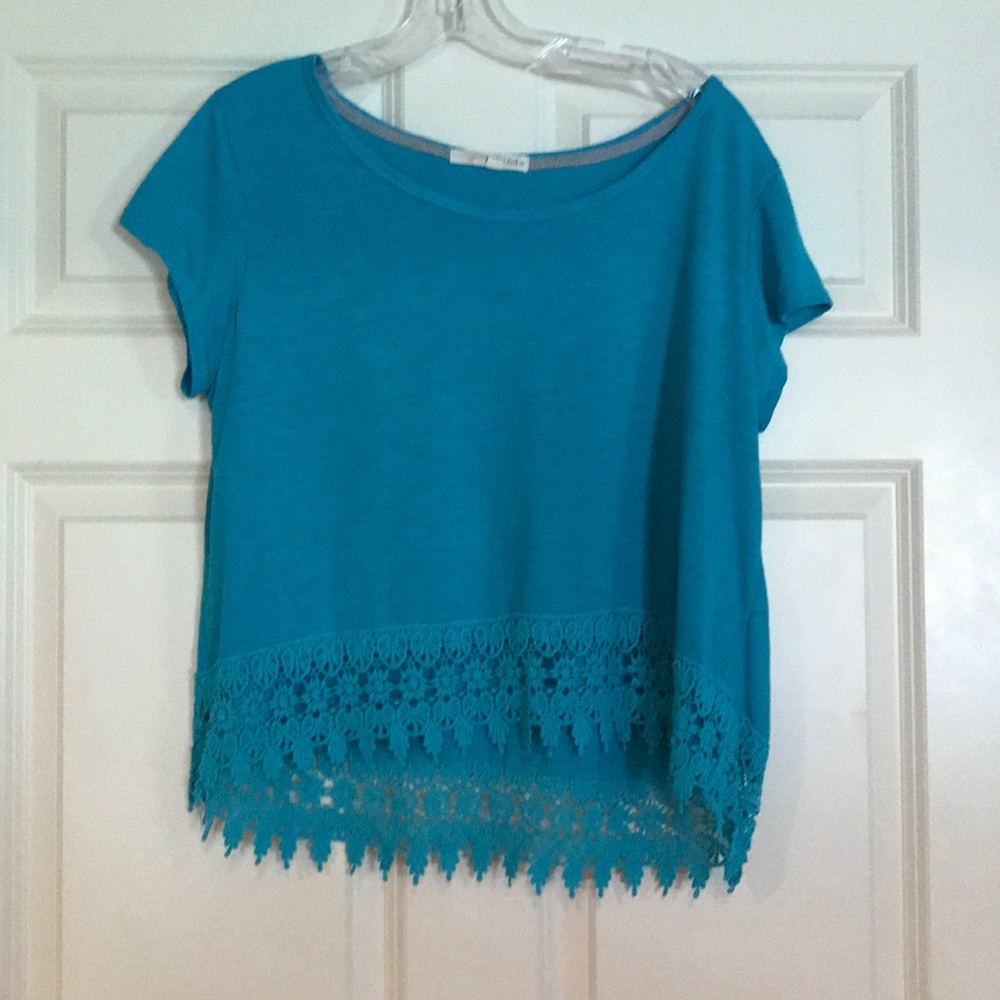 Teal Lace Crop Top